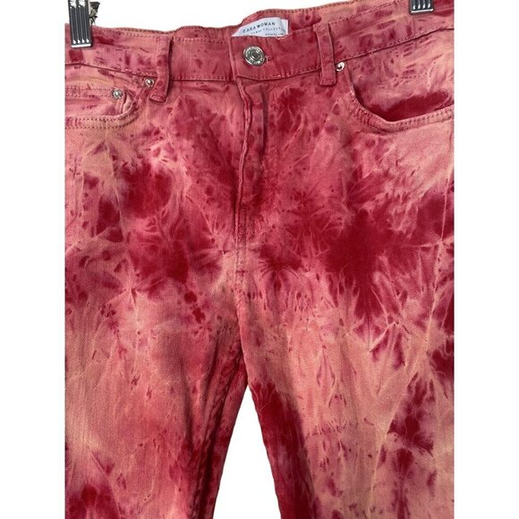 2/$30 Zara‎ Woman’s Tie Dye Skinny Slim Red Jeans Size 4 - Picture 8 of 14
